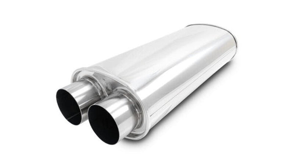 Vibrant StreetPower FLAT BLACK Oval Muffler with Single 4in Outlet - 4in inlet I.D.