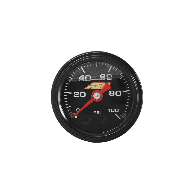 AEM 0 - 100 PSI Liquid Filled Mechanical Pressure Gauge - 1/8 NPT - BLOX Racing