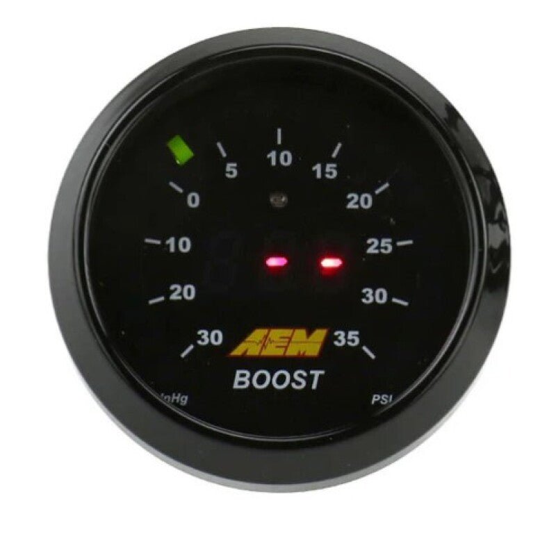 AEM 52mm Boost Digital Gauge - 30 - 35psi - BLOX Racing