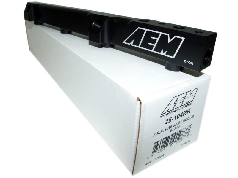 AEM 90 - 93 Accord DX/LX/SE/EX & 92 - 01 Prelude S/Si/Si VTEC Black Fuel Rail - BLOX Racing