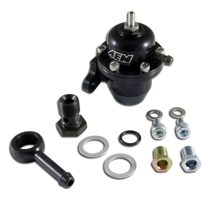 AEM 96 - 97 Acura CL / 94 - 97 Accord / 96 - 00 Civic Ex Black Adjustable Fuel Pressure Regulator - BLOX Racing