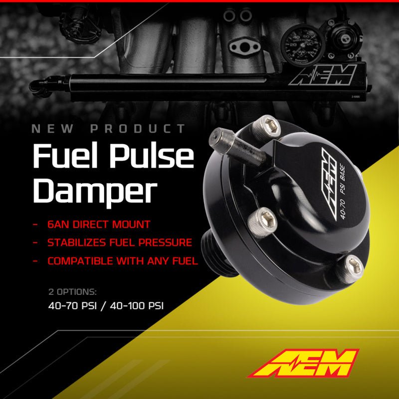 AEM AN6 ORB 40-70psi Fuel Pulse Damper - BLOX Racing