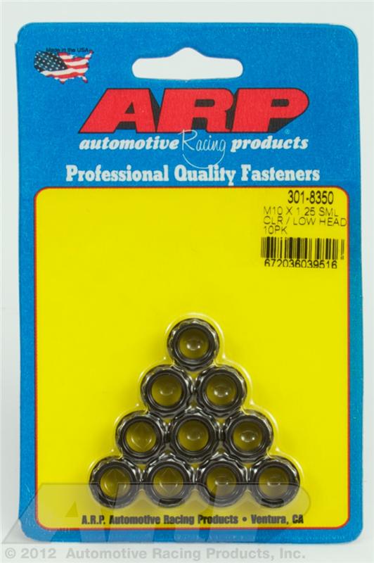 ARP M10x1.25 Sml Clr/Low Head 12PT Nut Kit 8740 Chrome Moly Black - 10 PK - BLOX Racing