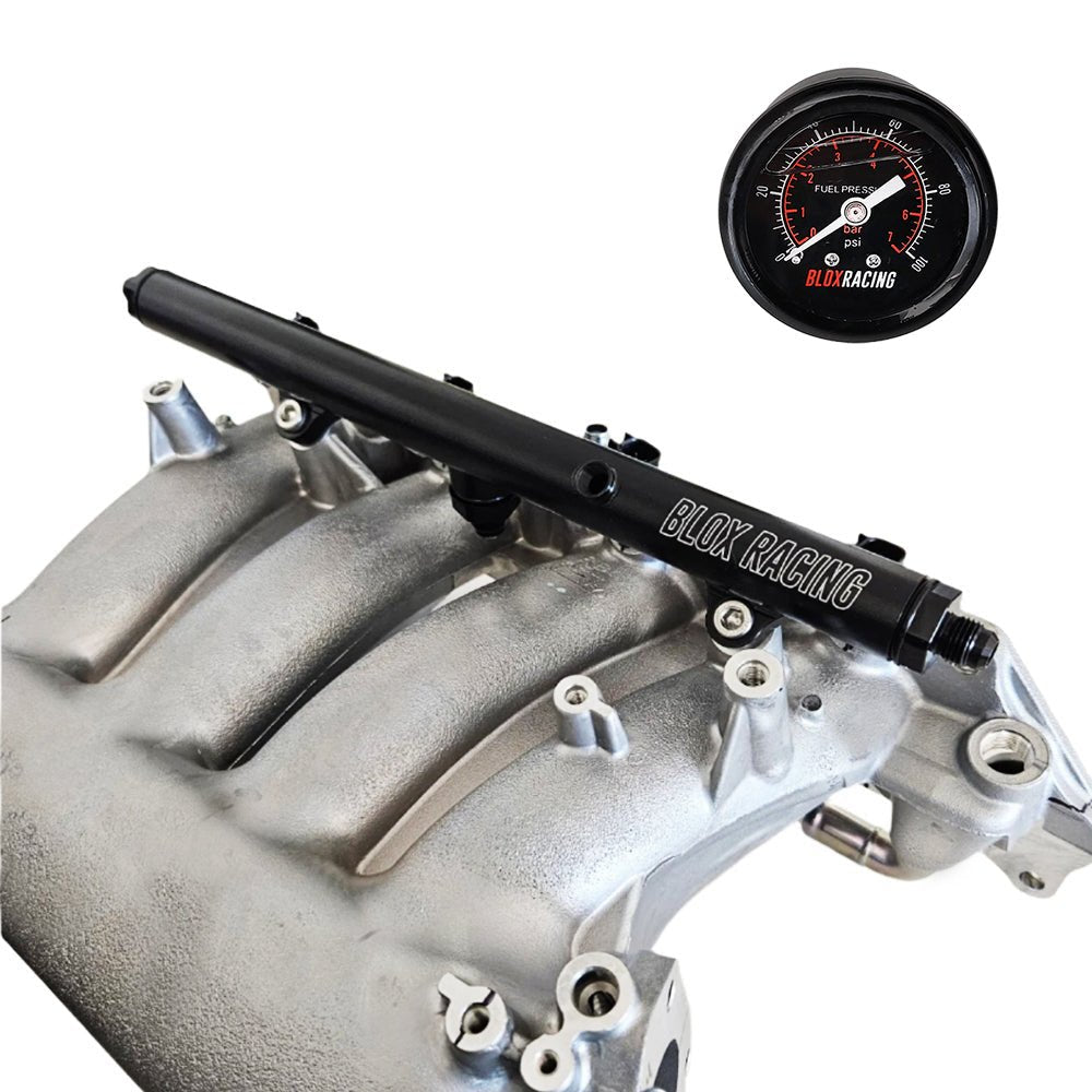 BLOX Racing XTREME Aluminum K-Series Honda Fuel Rail & Gauge Combo