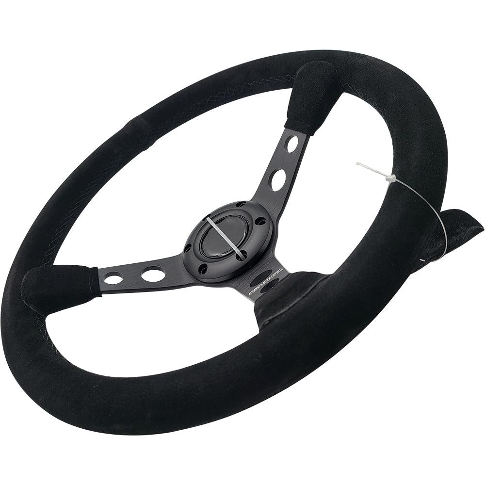 Circuit Hero 3 Spoke Steering Wheel with Holes 345mm/70mm Dish 6 Bolt - BLOX Racing