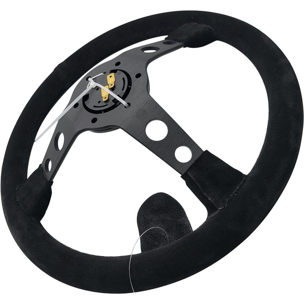 Circuit Hero 3 Spoke Steering Wheel with Holes 345mm/70mm Dish 6 Bolt - BLOX Racing