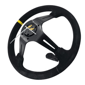 Circuit Hero 3 Spoke Steering Wheel with Slots 350mm/97mm Dish 6 Bolt - BLOX Racing