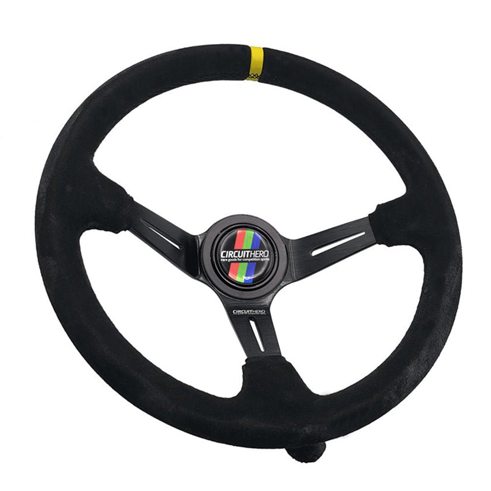 Circuit Hero 3 Spoke Steering Wheel with Slots 350mm/97mm Dish 6 Bolt - BLOX Racing