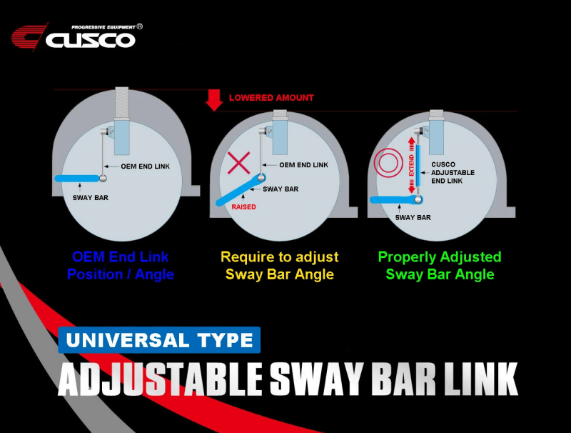 Cusco Universal Adjustable Front Sway Bar End Link Set(345mm - 375mm) - BLOX Racing