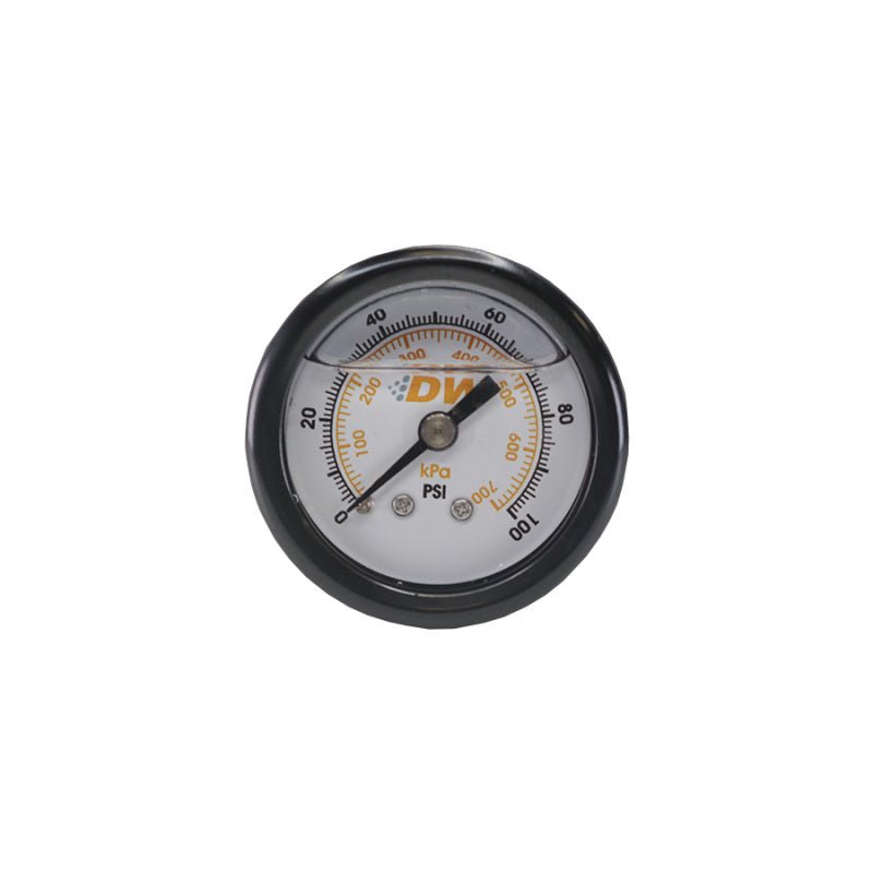 DeatschWerks 0 - 100 PSI 1/8in NPT Mechanical Fuel Pressure Gauge 1.5in Diameter Black Housing - BLOX Racing