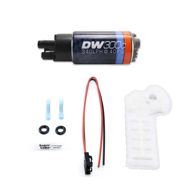 DeatschWerks 340lph DW300C Compact Fuel Pump w/ 2008-2018 WRX/ 2008-2018 STI Set Up Kit (w/ Mounting Clips) main image 0