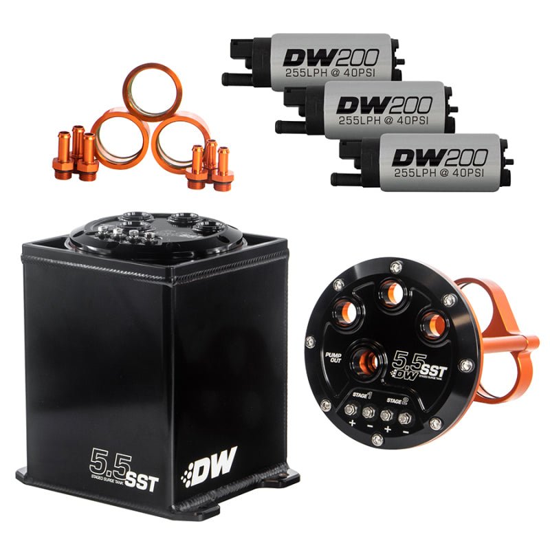 DeatschWerks 5.5L Modular Surge Tank Includes 3 DW200 Fuel Pumps - BLOX Racing