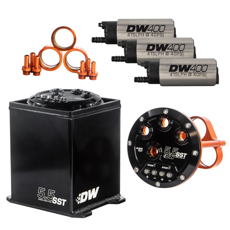 DeatschWerks 5.5L Modular Surge Tank Includes 3 DW400 Fuel Pumps - BLOX Racing