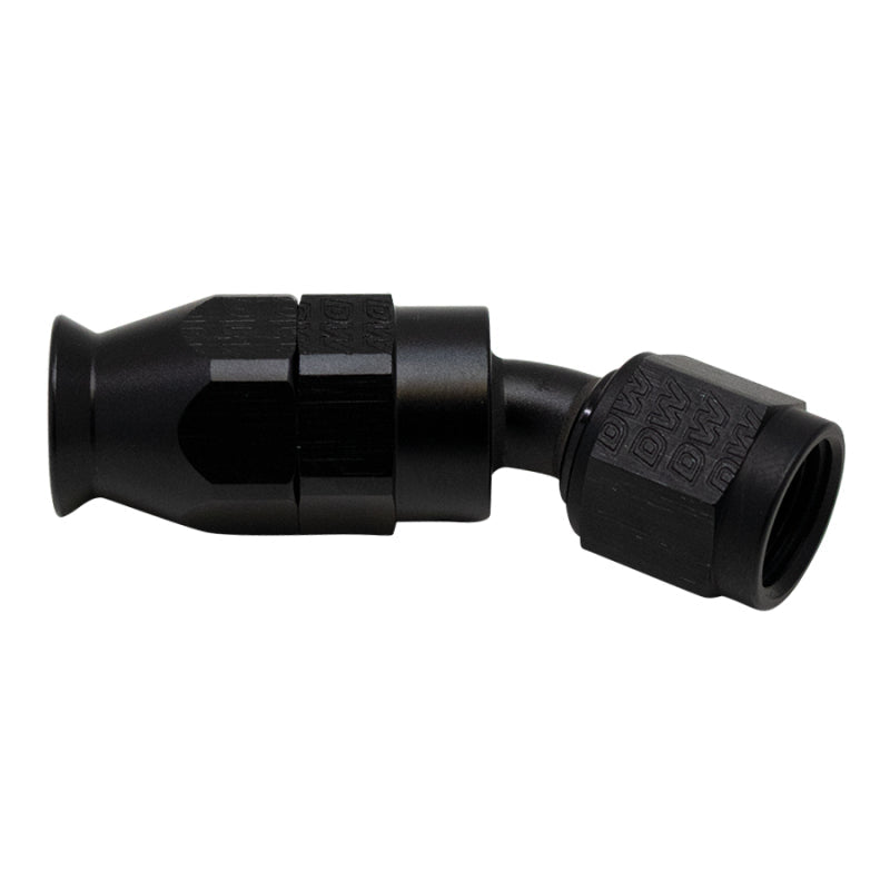 DeatschWerks 6 AN Female Flare Swivel 30-Degree Hose End PTFE - Anodized Matte Black - BLOX Racing