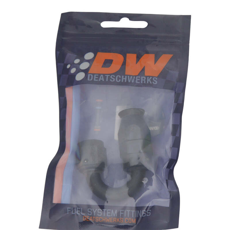 DeatschWerks 6AN Female Swivel 180-Degree Hose End PTFE (Incl Olive Insert) - Anodized Matte Black - BLOX Racing