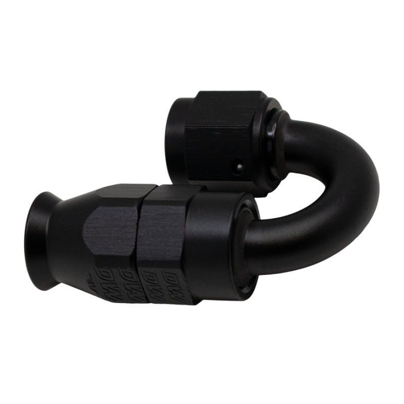 DeatschWerks 6AN Female Swivel 180-Degree Hose End PTFE (Incl Olive Insert) - Anodized Matte Black - BLOX Racing