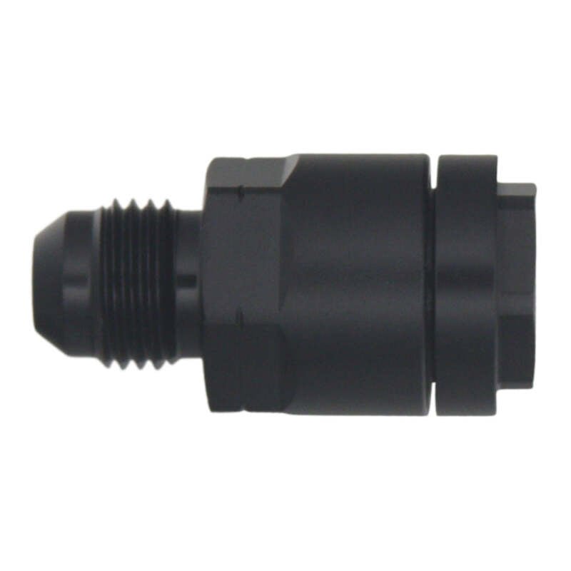 DeatschWerks 6AN Male Flare to 3/8in Female EFI Quick Connect Adapter - Anodized Matte Black - BLOX Racing