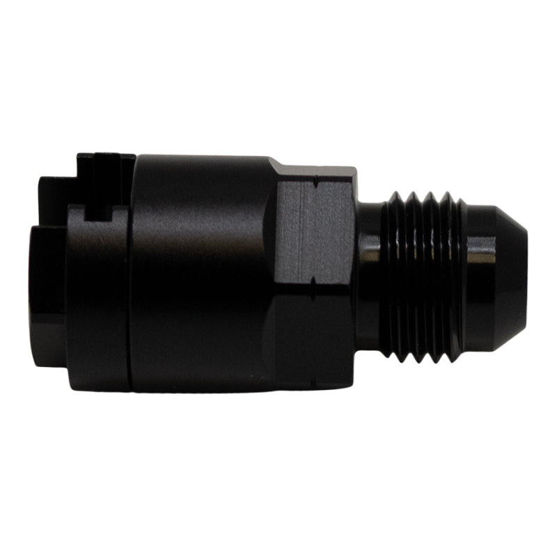 DeatschWerks 6AN Male Flare to 5/16in Female EFI Quick Connect Adapter - Anodized Matte Black - BLOX Racing