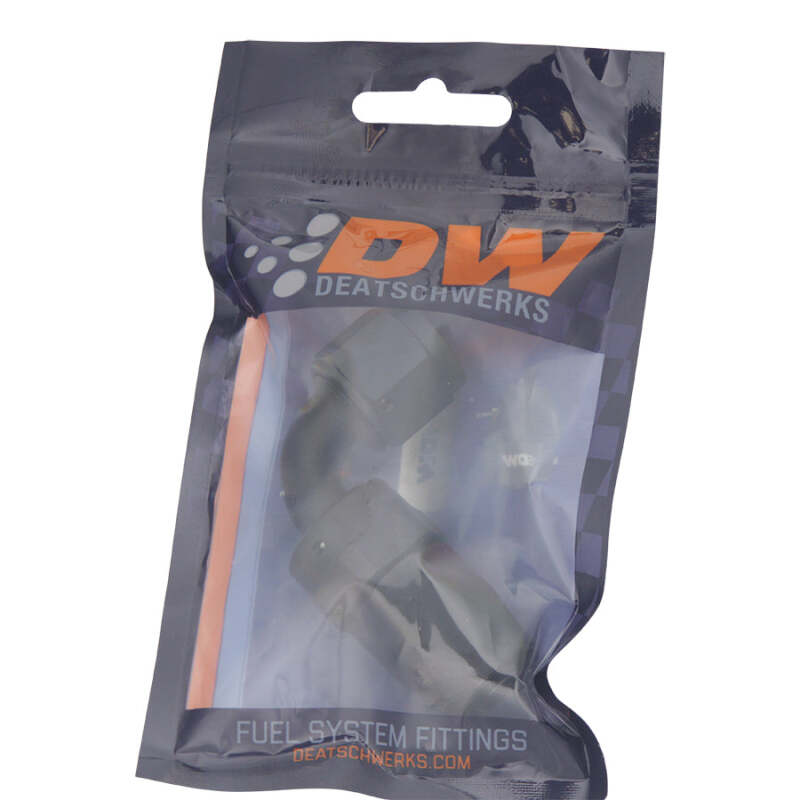 DeatschWerks 8AN Female Swivel 90-Degree Hose End CPE - Anodized Matte Black - BLOX Racing