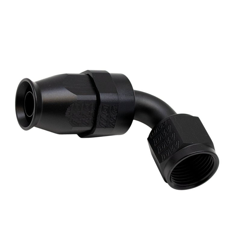 DeatschWerks 8AN Female Swivel 90 - Degree Hose End PTFE (Incl 1 Olive Insert) - Anodized Matte Black - BLOX Racing