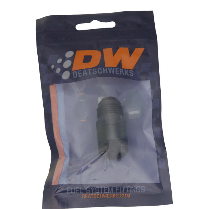 DeatschWerks 8AN Male Flare to 3/8in Female EFI Quick Connect Adapter - Anodized DW Titanium - BLOX Racing