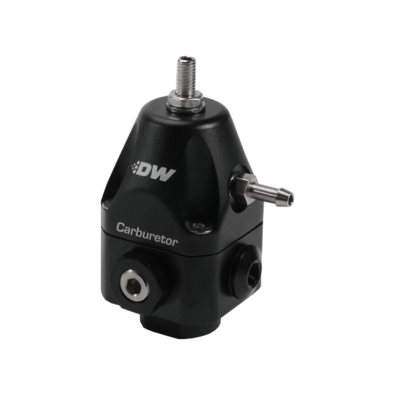 DeatschWerks Compact Carburetor Adjustable Fuel Regulator 6AN x4 Inlets - 6AN Return - Black - BLOX Racing