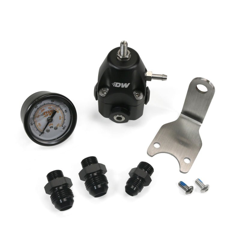 DeatschWerks DWR1000C AFPR + Pressure Gauge + 6AN & 8AN fittings - Anodized Black - BLOX Racing