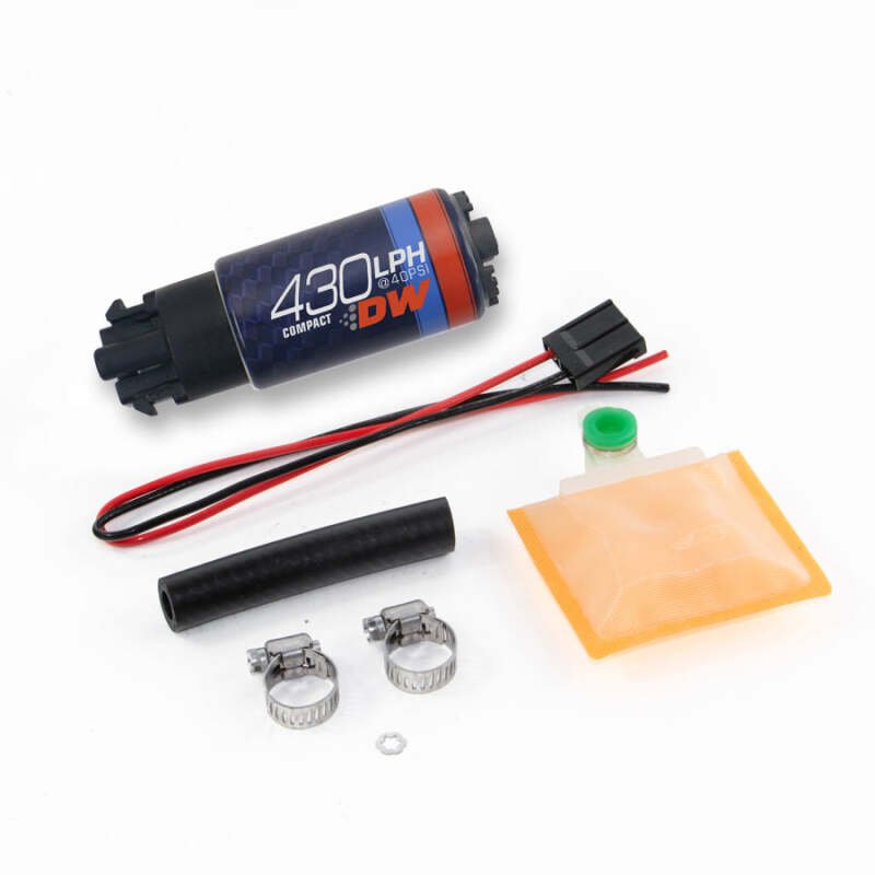 DeatschWerks Universal DW430C 430lph Compact Fuel Pump with Clips and Install Kit - BLOX Racing