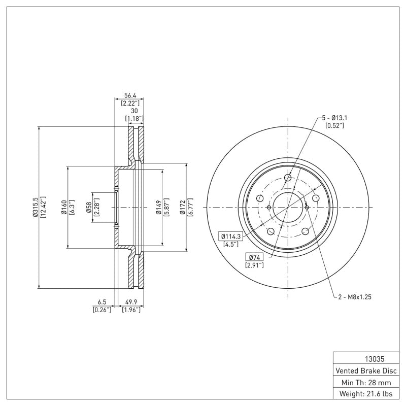 DFC 15 - 21 Subaru WRX Front Brake Rotor - BLOX Racing