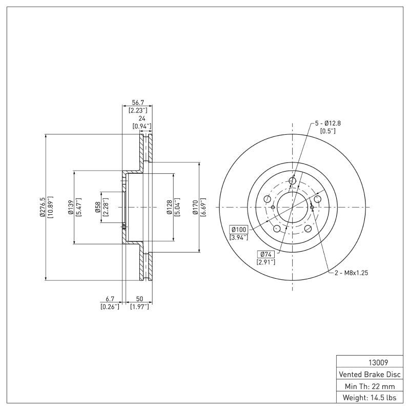DFC 90 - 16 Saab 9 - 2X Front GeoSPEC Coated Rotor - BLOX Racing