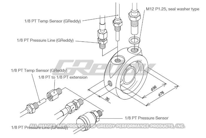 GReddy Universal Oil Filter Block Adapter - BLOX Racing