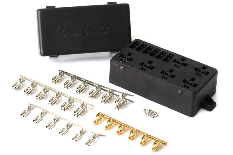 Haltech 6 Circuit Haltech Fuse Box w/Lid/Pins - BLOX Racing