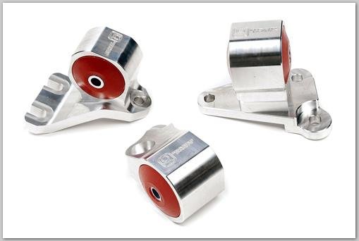 Innovative 90 - 91/92 - 93 Acura Integra GS - R Silver Aluminum Billet Mount Kit 75A Bushings (Cable) - BLOX Racing