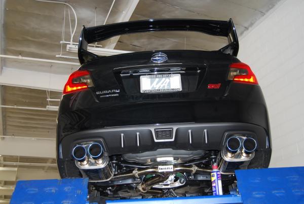 Invidia 15+ Subaru WRX/STI 4Dr Q300 Twin Outlet Rolled Titanium Burnt Quad Tip Cat-Back Exhaust - BLOX Racing