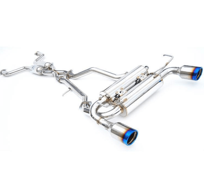 Invidia 2017+ Infiniti Q60 3.0 TT Silver Sport/Red Sport Gemini Rolled Titanium Tip Cat-back Exhaust - BLOX Racing