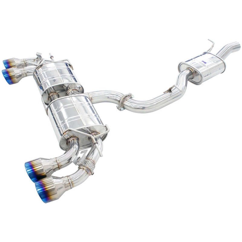 Invidia 2022+ Volkswagen Golf R MK8 76mm R400 Valved Cat Back Exhaust Rolled Titanium Tips - BLOX Racing