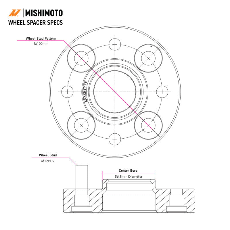 Mishimoto Wheel Spacers - 5x100 - 56.1 - 20 - M12 - Black - BLOX Racing