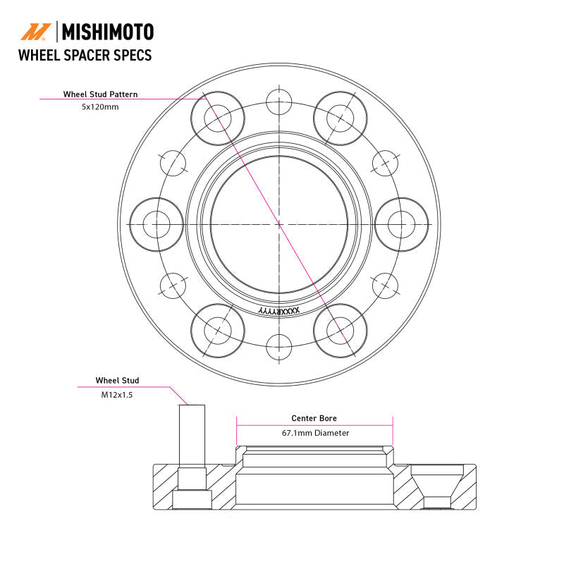Mishimoto Wheel Spacers - 5x114.3 - 66.1 - 25 - M12 - Black - BLOX Racing