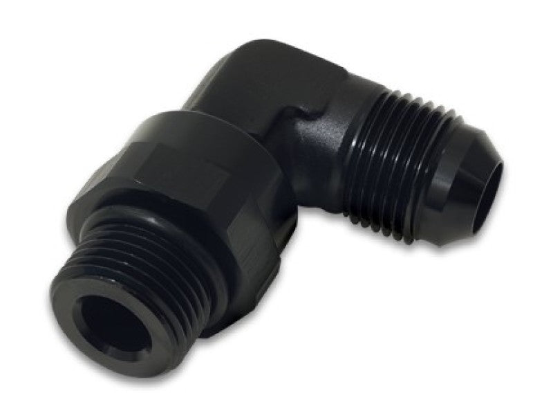 Vibrant - 12AN Male Flare to Male - 12AN ORB Swivel 90 Degree Adapter Fitting - Anodized Black - BLOX Racing