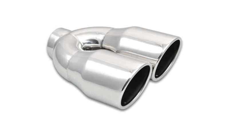 Vibrant 2.5in ID Dual 3.5in OD Round SS Exhaust Tip (Single Wall Angle Cut) - BLOX Racing