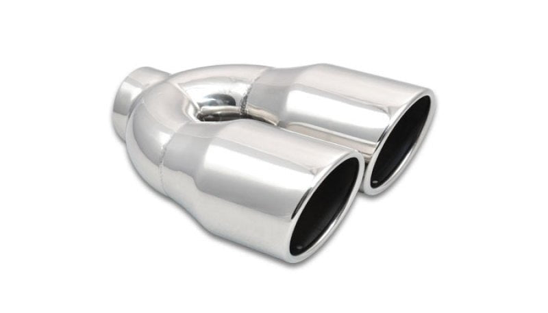 Vibrant 2.5in ID Dual 3.5in OD Round SS Exhaust Tip (Single Wall Angle Cut) - BLOX Racing