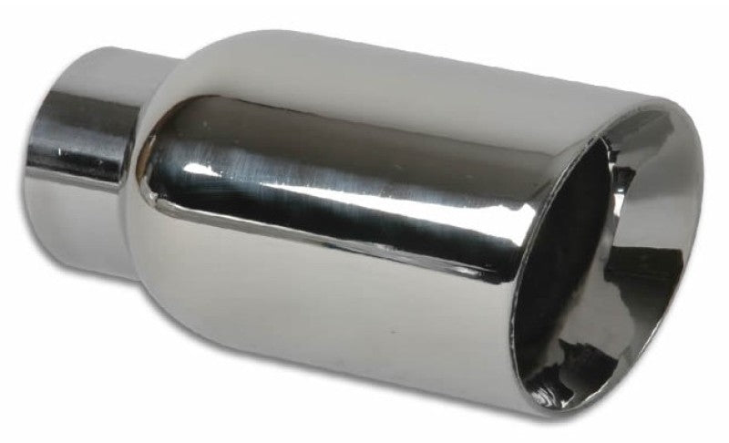 Vibrant 2.5in ID Single 4in OD Round SS Exhaust Tip (Double Wall Angle Cut) - BLOX Racing