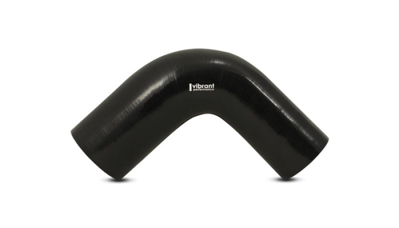 Vibrant 3.25in ID x 3.5in ID x 4in Long Gloss Black Silicone 90 Degree Transition Elbow - BLOX Racing