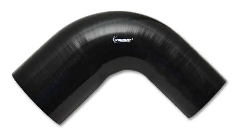 Vibrant 3in ID x 3.5in ID x 4in Long Gloss Black Silicone 90 Degree Transition Elbow - BLOX Racing