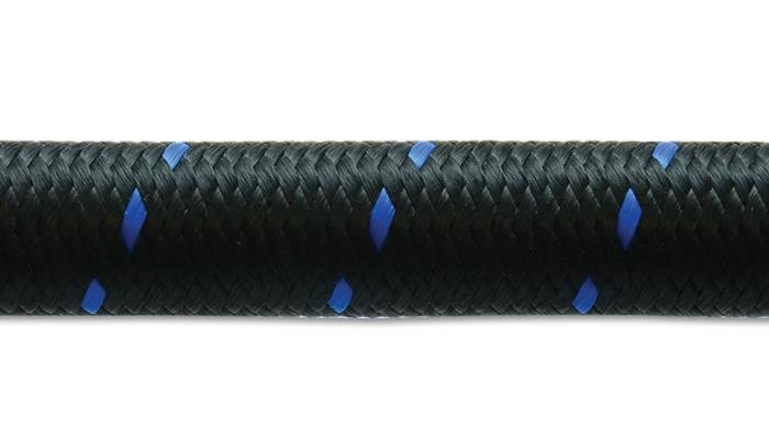Vibrant - 4 AN Two - Tone Black/Blue Nylon Braided Flex Hose (5 foot roll) - BLOX Racing