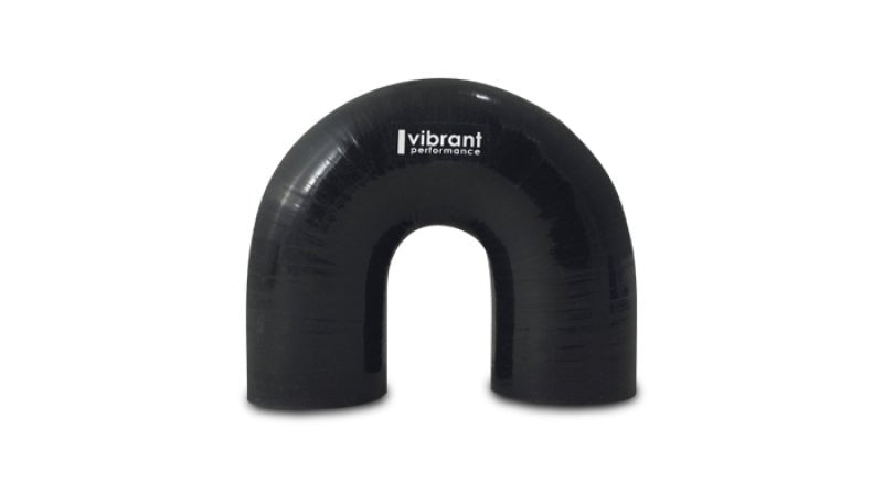 Vibrant 4 Ply Reinforced Silicone Elbow Connector - 1.25in ID x 5.50in Leg 180 Deg Elbow (Black) - BLOX Racing