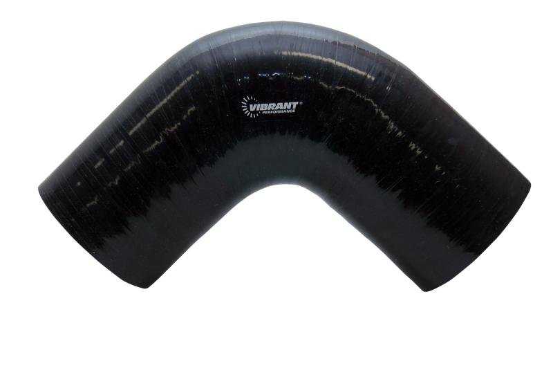Vibrant 4 Ply Reinforced Silicone Elbow Connector - 5in ID x 4in Leg 90 Deg Elbow (BLACK) - BLOX Racing