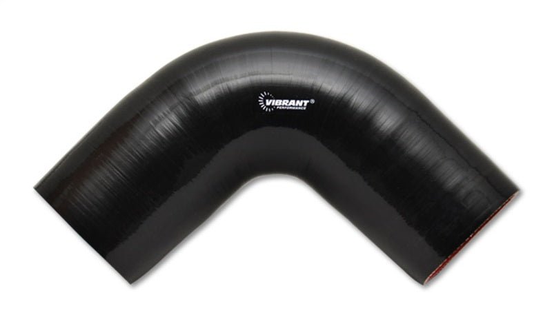 Vibrant 4 Ply Reinforced Silicone Elbow Connector - 5in ID x 4in Leg 90 Deg Elbow (BLACK) - BLOX Racing