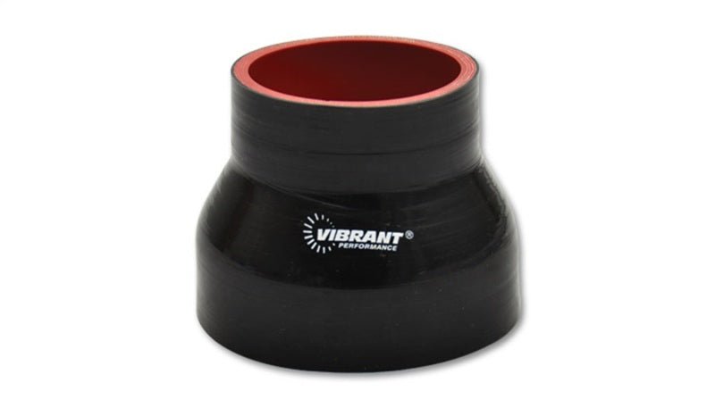 Vibrant 4 Ply Reinforced Silicone Transition Connector - 3.5in I.D. x 4in I.D. x 3in long (BLACK) - BLOX Racing
