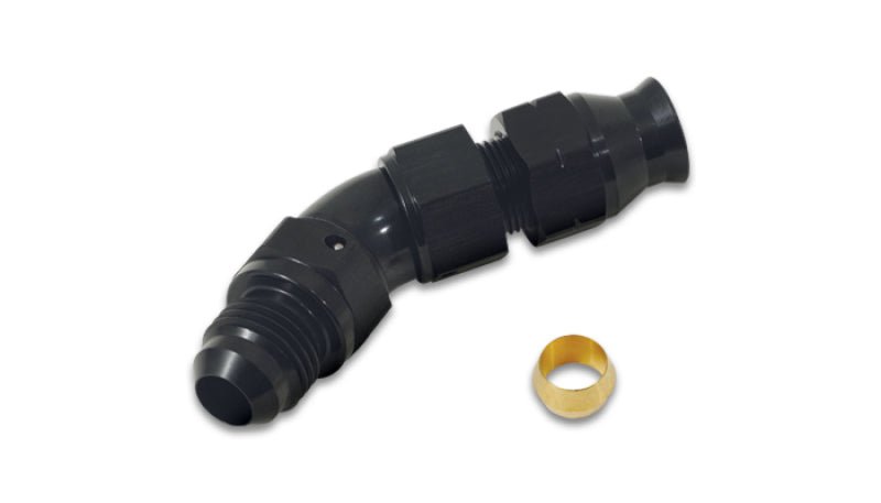 Vibrant 45 Degree 3/8in Tube to Male - 6AN Flare Adapter w/ Olive Inserts - BLOX Racing